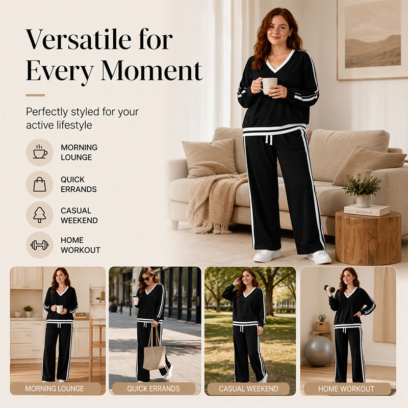 Hot Sale 50% OFF💖Women's V-Neck Pullover & Wide-Leg Pants Set
