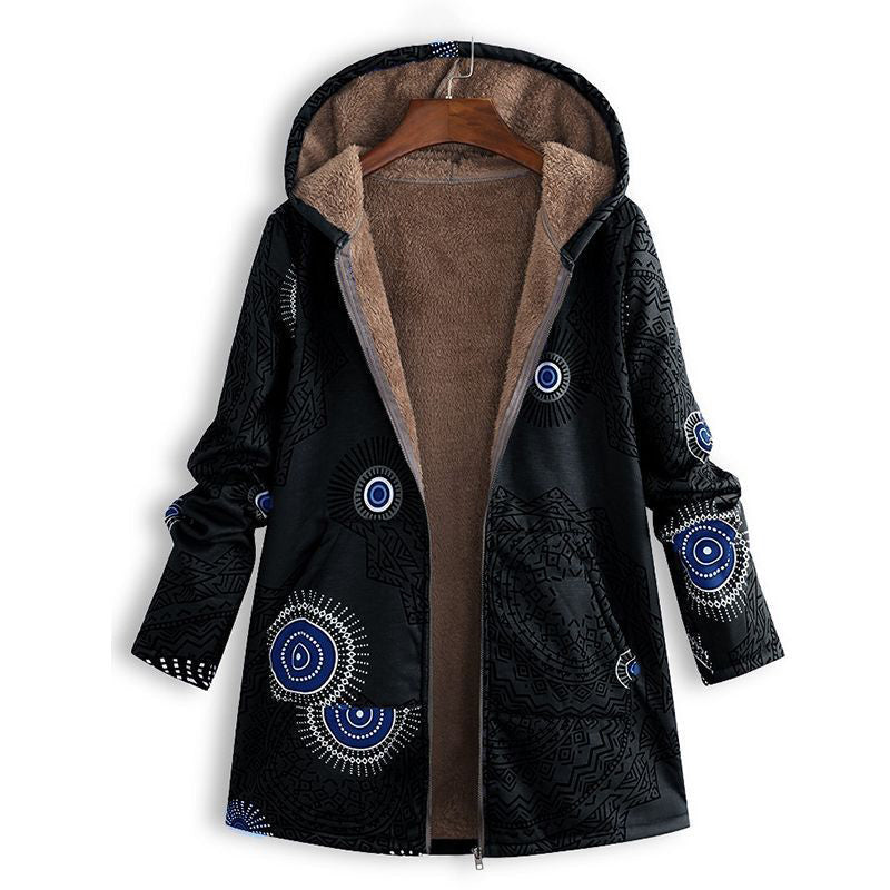 🍂Autumn Hot Sale 49% OFF🔥Women's Vintage Leaf Print Hooded Coat