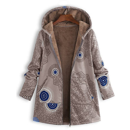 🍂Autumn Hot Sale 49% OFF🔥Women's Vintage Leaf Print Hooded Coat