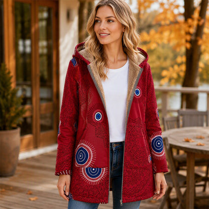 🍂Autumn Hot Sale 49% OFF🔥Women's Vintage Leaf Print Hooded Coat