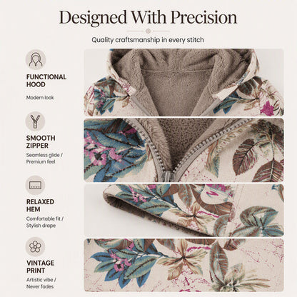 🍂Autumn Hot Sale 49% OFF🔥Women's Vintage Leaf Print Hooded Coat
