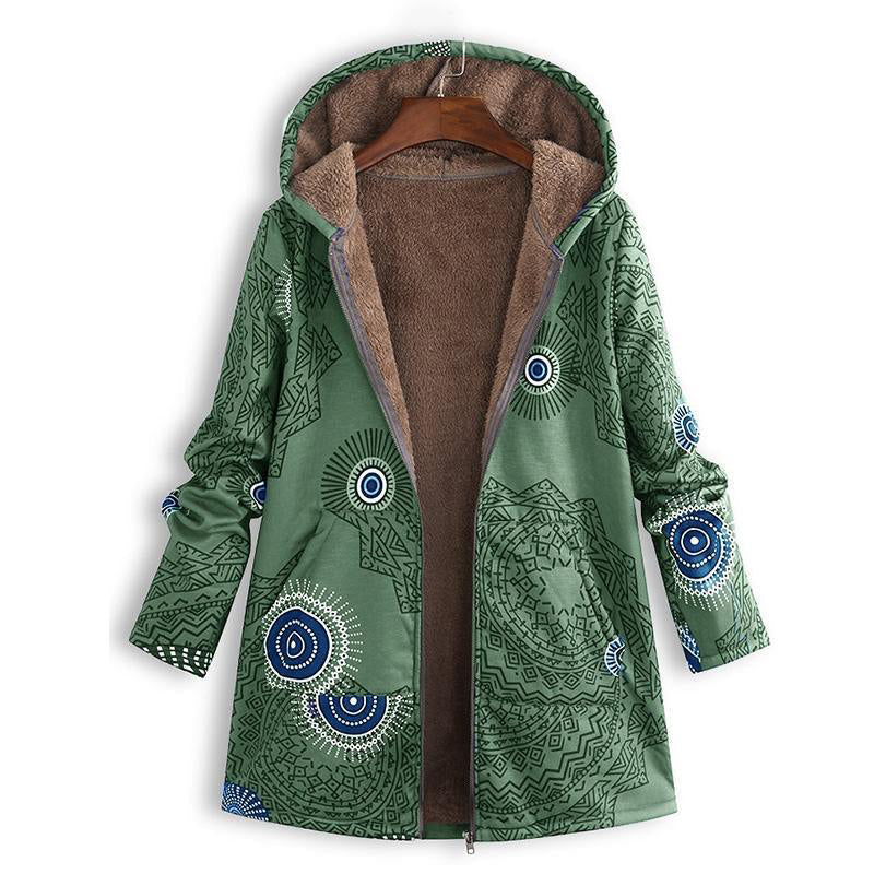 🍂Autumn Hot Sale 49% OFF🔥Women's Vintage Leaf Print Hooded Coat