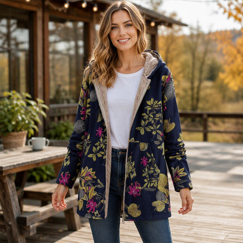 🍂Autumn Hot Sale 49% OFF🔥Women's Vintage Leaf Print Hooded Coat