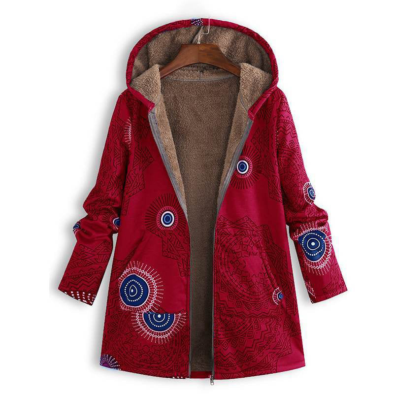 🍂Autumn Hot Sale 49% OFF🔥Women's Vintage Leaf Print Hooded Coat