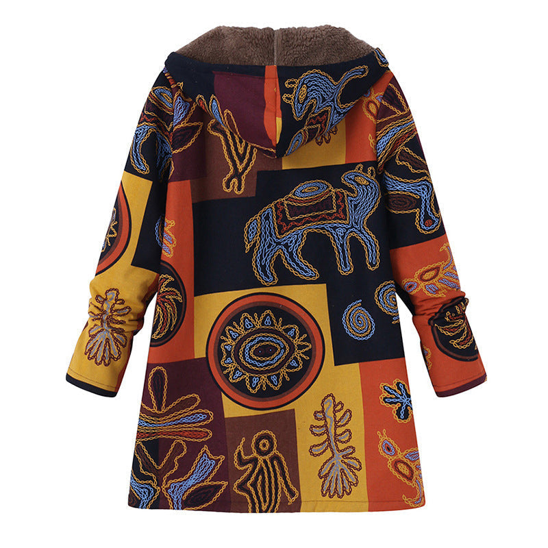 🍂Autumn Hot Sale 49% OFF🔥Women's Vintage Leaf Print Hooded Coat