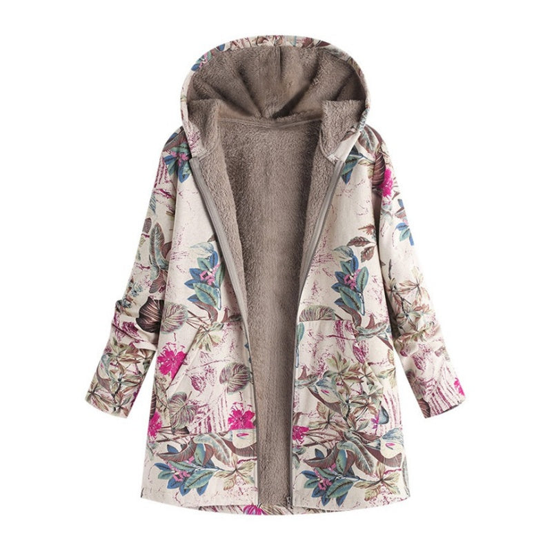 🍂Autumn Hot Sale 49% OFF🔥Women's Vintage Leaf Print Hooded Coat