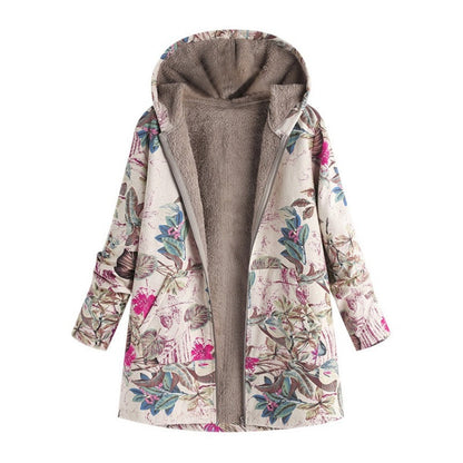 🍂Autumn Hot Sale 49% OFF🔥Women's Vintage Leaf Print Hooded Coat