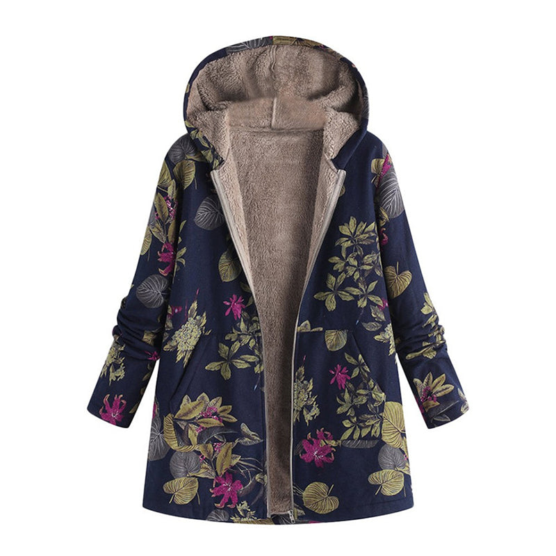 🍂Autumn Hot Sale 49% OFF🔥Women's Vintage Leaf Print Hooded Coat