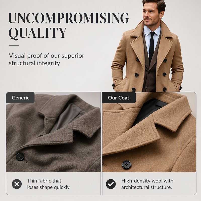 Men's Classic Double-Breasted Overcoat