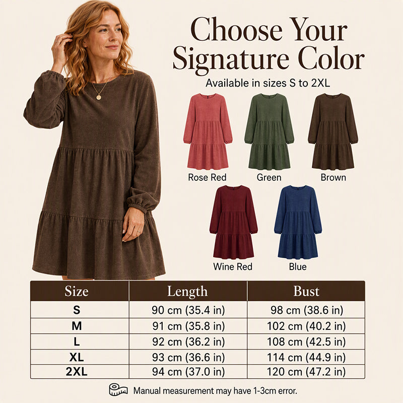 Women's Vintage Corduroy Long Sleeve Dress