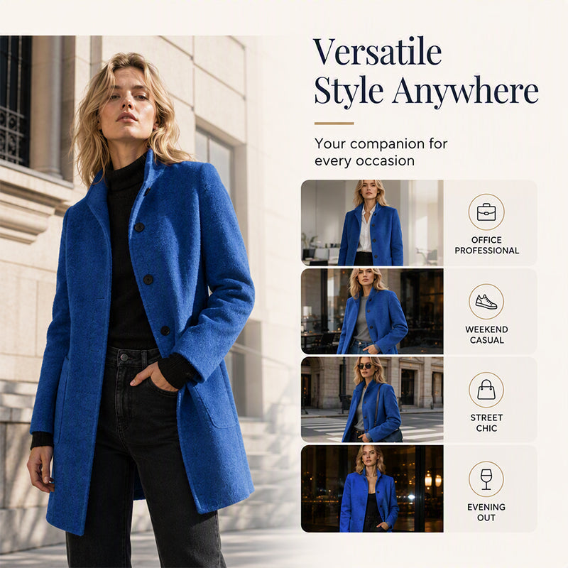 Women's Vintage Stand Collar Woolen Coat