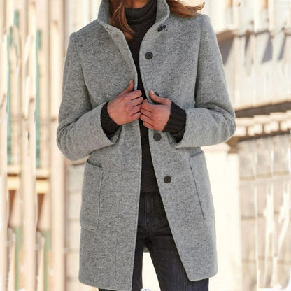 Women's Vintage Stand Collar Woolen Coat