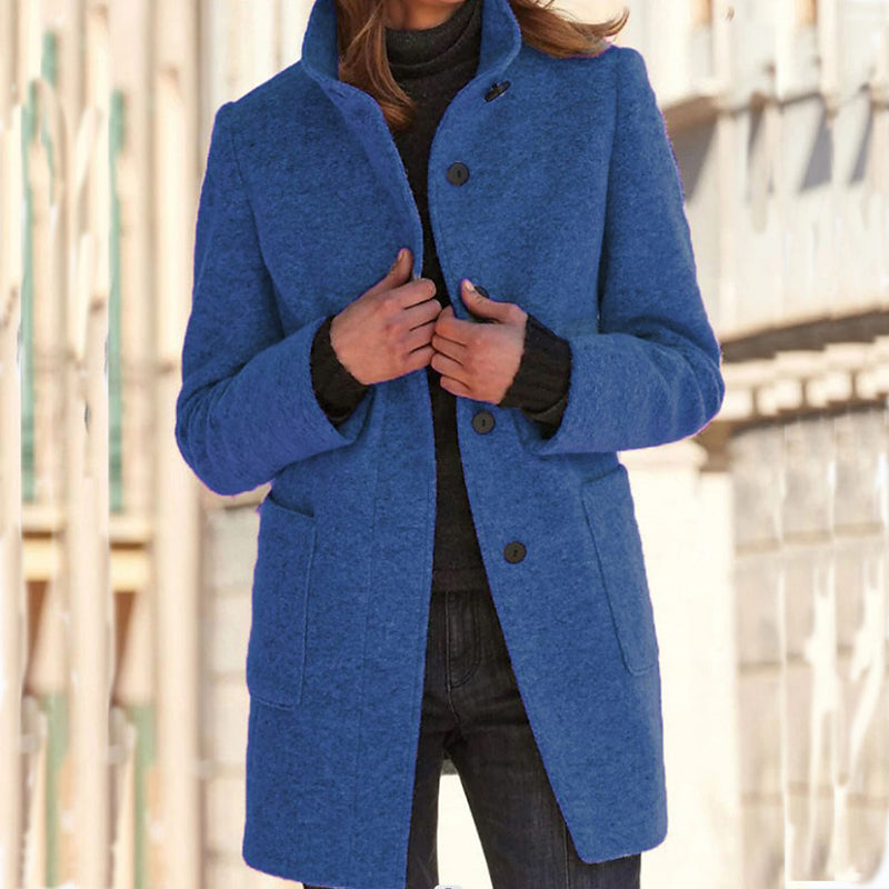 Women's Vintage Stand Collar Woolen Coat