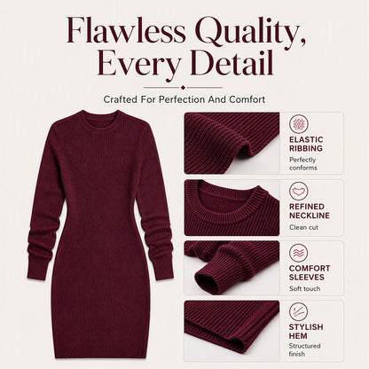 Hot Sale 49% OFF💖Women's Crew Neck Ribbed Knit Bodycon Dress