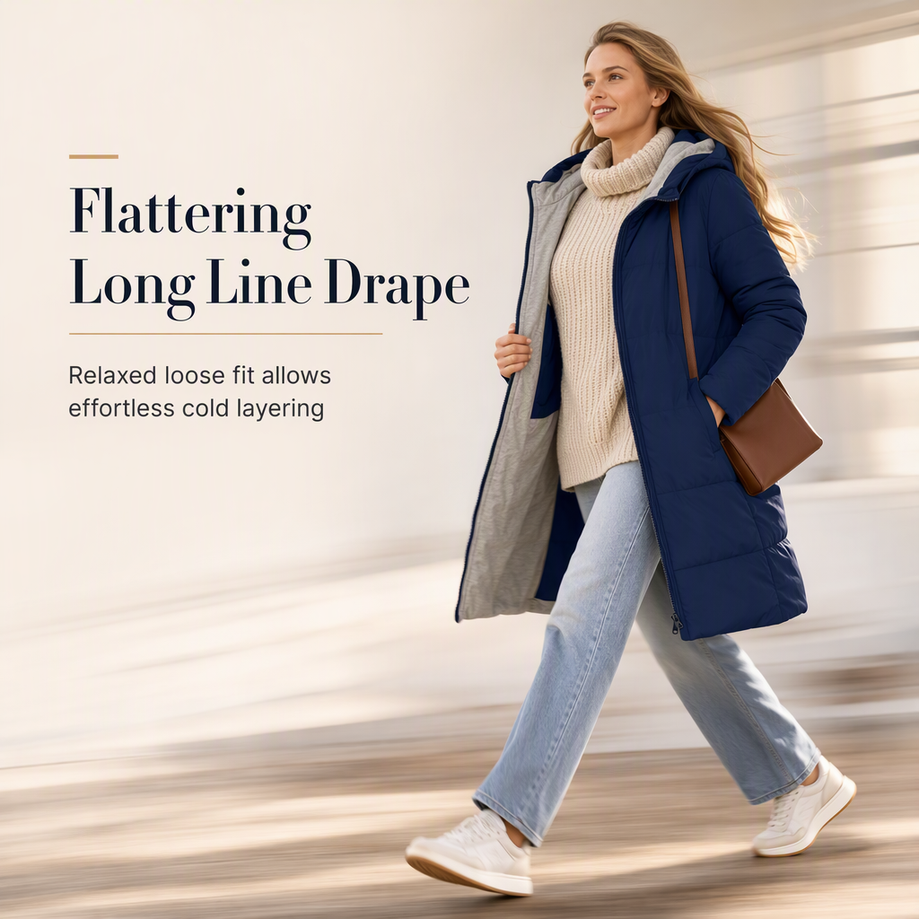 Women's Slim Fit Padded Coat — Long, Hooded, Winter 🧥