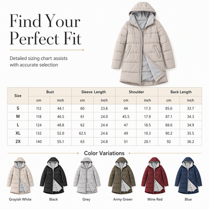 Women's Slim Fit Padded Coat — Long, Hooded, Winter 🧥