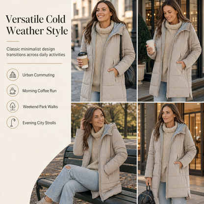 Women's Slim Fit Padded Coat — Long, Hooded, Winter 🧥