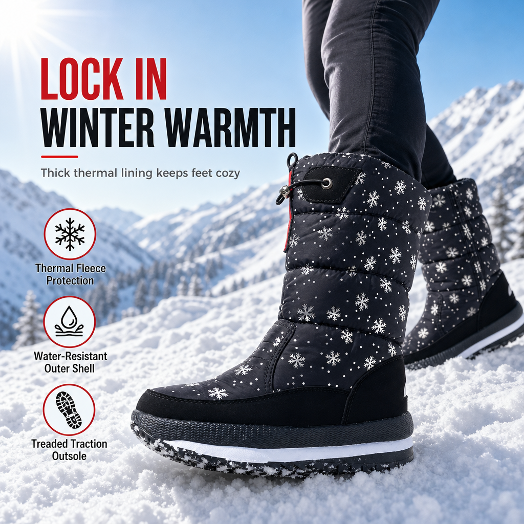 🎉This Week's Special Sales - 49% OFF✨Women's High‑Top Winter Snow Boots, Waterproof Non‑Slip Tall Boots with Thick Plush Lining & Thick Sole for Outdoor Snowy Days👢