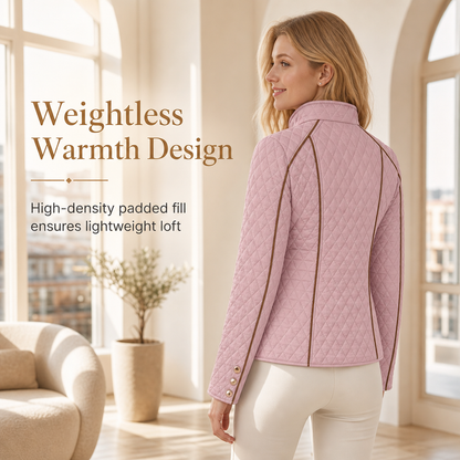 Lightweight Warmth, Beautiful Everyday Style — Women's Quilted Padded Zip-Up Jacket with a Chic Stand Collar, Classic Stitching, and a Flattering Casual Silhouette for Cooler Days