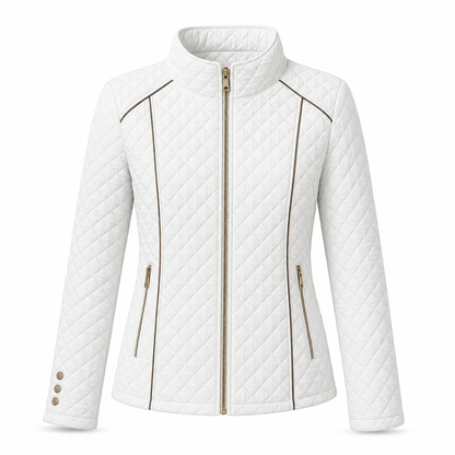 Lightweight Warmth, Beautiful Everyday Style — Women's Quilted Padded Zip-Up Jacket with a Chic Stand Collar, Classic Stitching, and a Flattering Casual Silhouette for Cooler Days