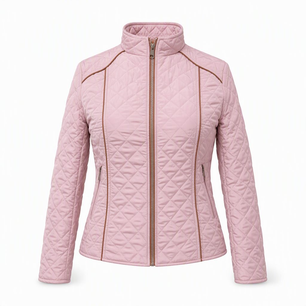 Lightweight Warmth, Beautiful Everyday Style — Women's Quilted Padded Zip-Up Jacket with a Chic Stand Collar, Classic Stitching, and a Flattering Casual Silhouette for Cooler Days