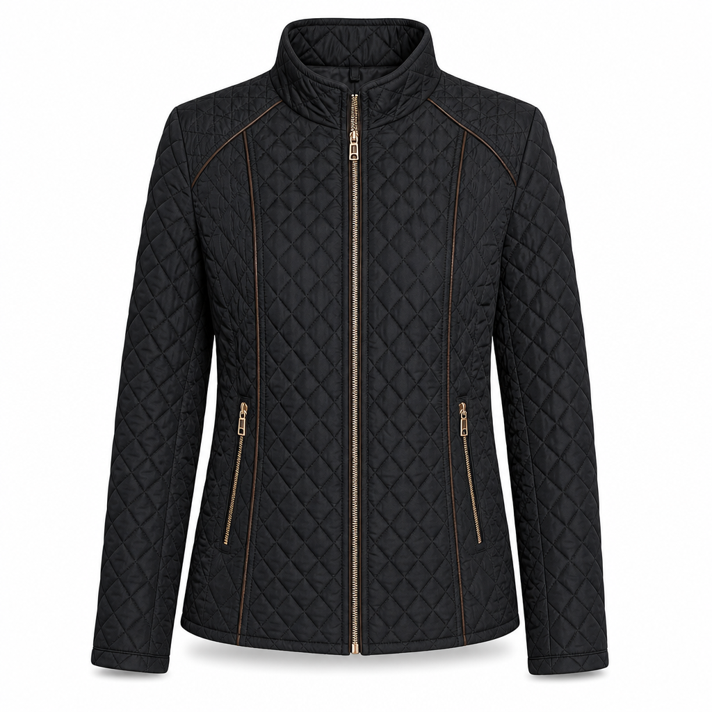Lightweight Warmth, Beautiful Everyday Style — Women's Quilted Padded Zip-Up Jacket with a Chic Stand Collar, Classic Stitching, and a Flattering Casual Silhouette for Cooler Days