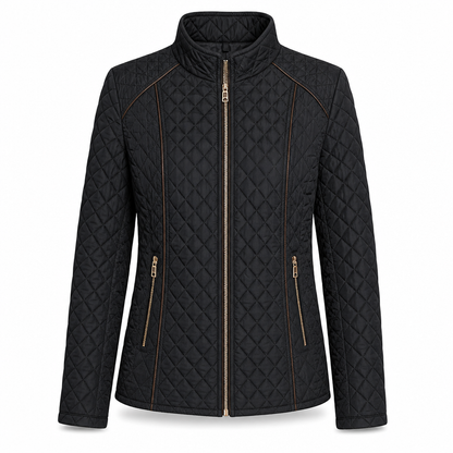 Lightweight Warmth, Beautiful Everyday Style — Women's Quilted Padded Zip-Up Jacket with a Chic Stand Collar, Classic Stitching, and a Flattering Casual Silhouette for Cooler Days