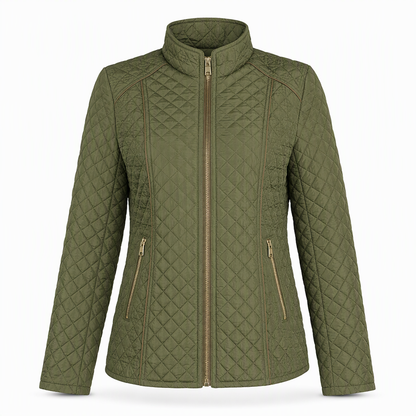 Lightweight Warmth, Beautiful Everyday Style — Women's Quilted Padded Zip-Up Jacket with a Chic Stand Collar, Classic Stitching, and a Flattering Casual Silhouette for Cooler Days