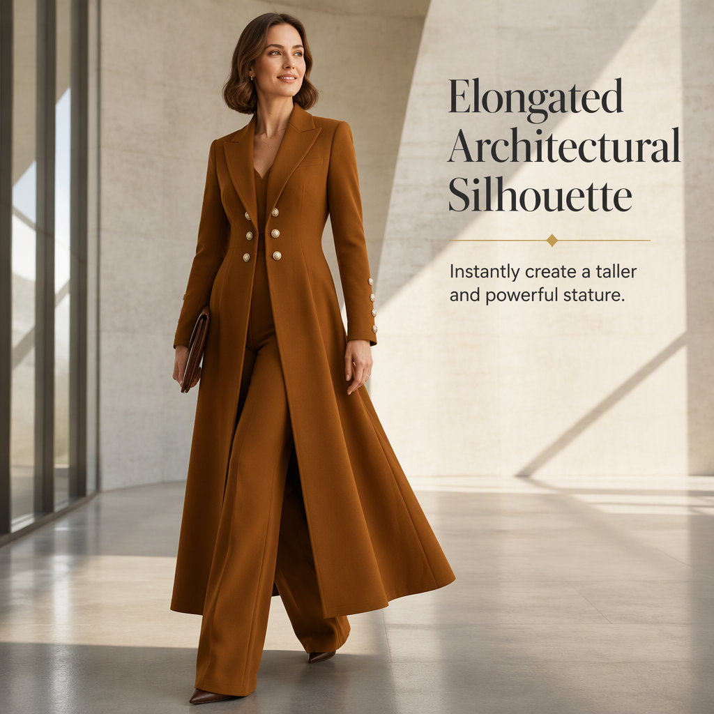 💖✨Women's Elegant Autumn 2 Piece Outfit Set with Retro Long Sleeve Coat and Simple Trousers
