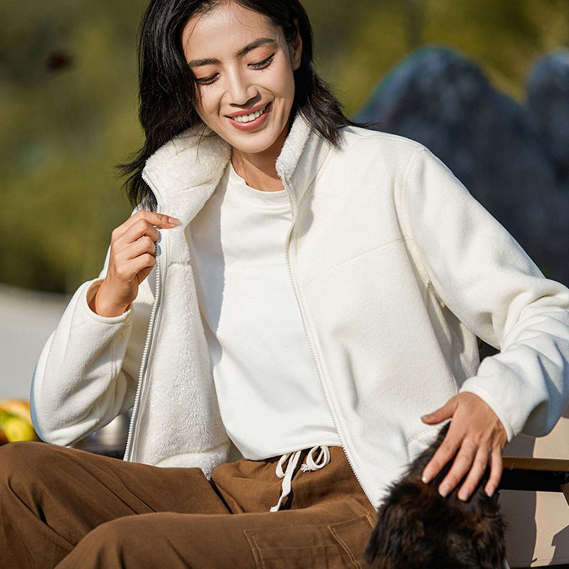 Faux Fleece Lined Casual Versatile Warm Jacket for Women