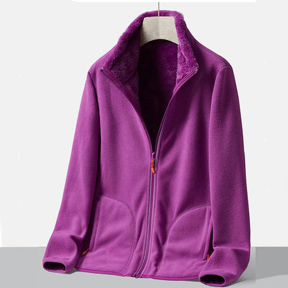 Faux Fleece Lined Casual Versatile Warm Jacket for Women