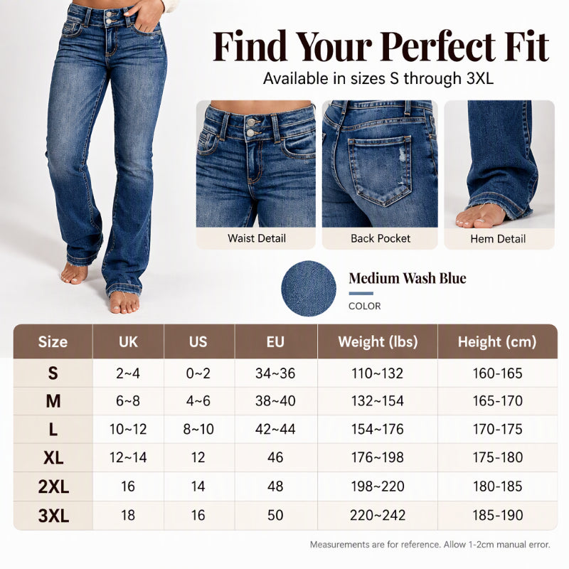 💖Black Friday Mega Deal – 50% off!💖👖Women's Double-Button High-Waisted Bootcut Jeans