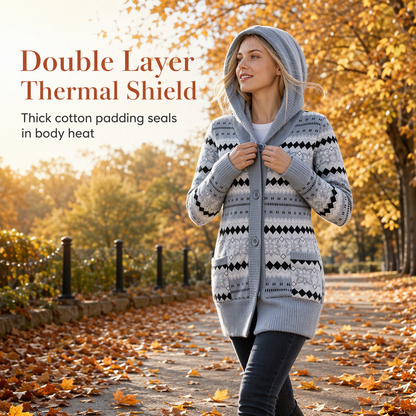 🌸Hot Sale 49% OFF💖Women's Mid-Length Hooded Knit with Cotton Lining