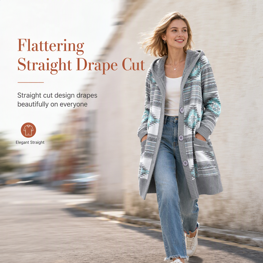 🌸Hot Sale 49% OFF💖Women's Mid-Length Hooded Knit with Cotton Lining