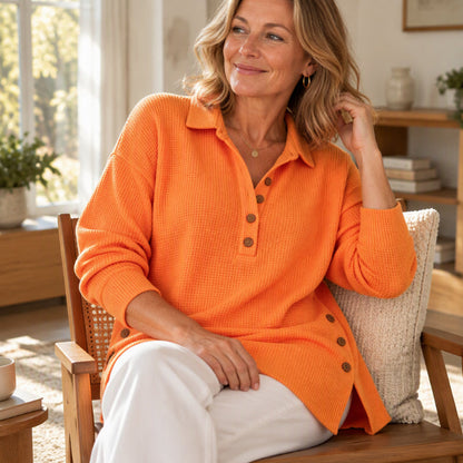 Women's Waffle Knit Long Sleeve Top