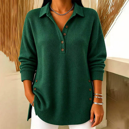 Women's Waffle Knit Long Sleeve Top