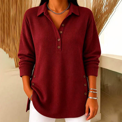 Women's Waffle Knit Long Sleeve Top