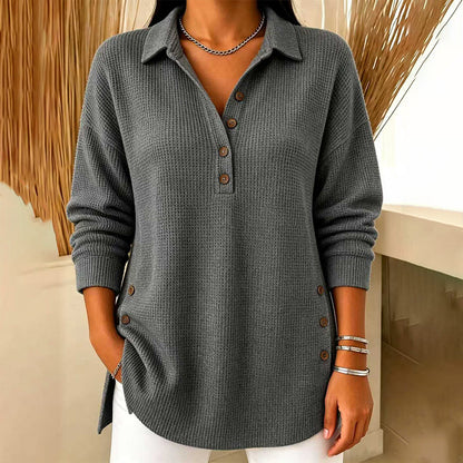 Women's Waffle Knit Long Sleeve Top