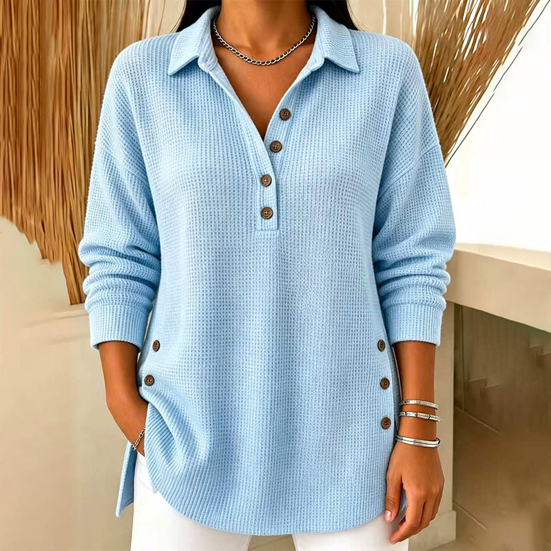 Women's Waffle Knit Long Sleeve Top