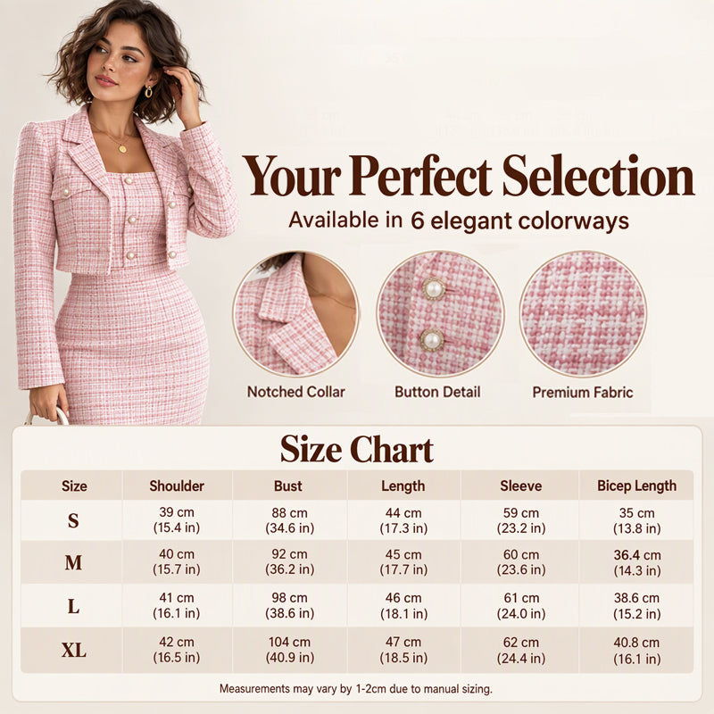 Women's Elegant Cropped Jacket and Slim Fit Dress Set