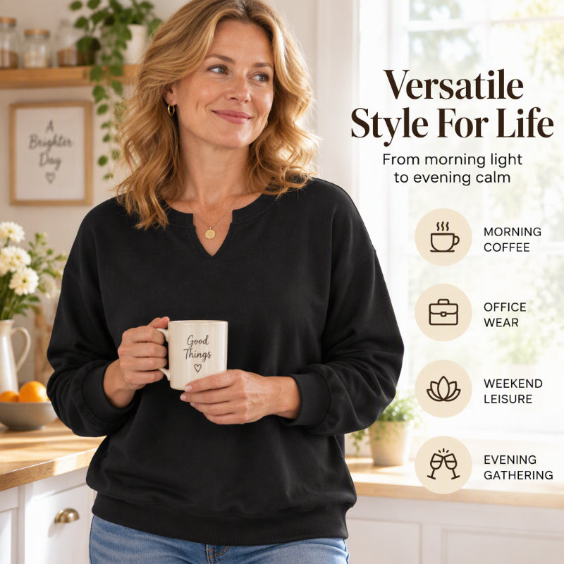 💖49% off!💖 Women's Casual Split V-Neck Sweatshirt