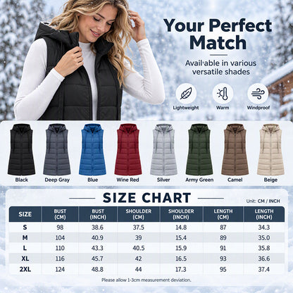 🔥Women's Mid-Length Hooded Padded Vest