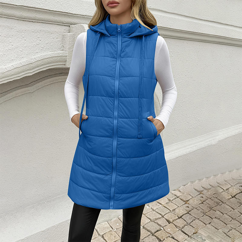 🔥Women's Mid-Length Hooded Padded Vest