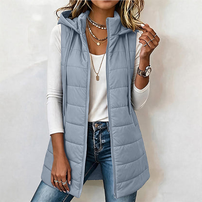 🔥Women's Mid-Length Hooded Padded Vest