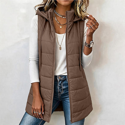 🔥Women's Mid-Length Hooded Padded Vest