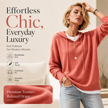 ✨ Women's Soft Knit Hooded Sweater — Relaxed Drape & Drawstring Hood ☁️
