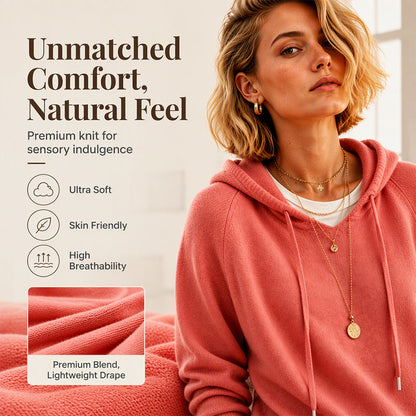 ✨ Women's Soft Knit Hooded Sweater — Relaxed Drape & Drawstring Hood ☁️
