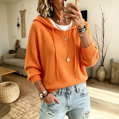 ✨ Women's Soft Knit Hooded Sweater — Relaxed Drape & Drawstring Hood ☁️