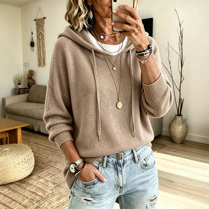 ✨ Women's Soft Knit Hooded Sweater — Relaxed Drape & Drawstring Hood ☁️
