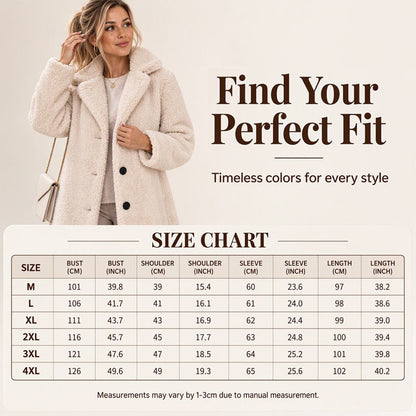 Women's Warm Plush Button-Down Lapel Coat